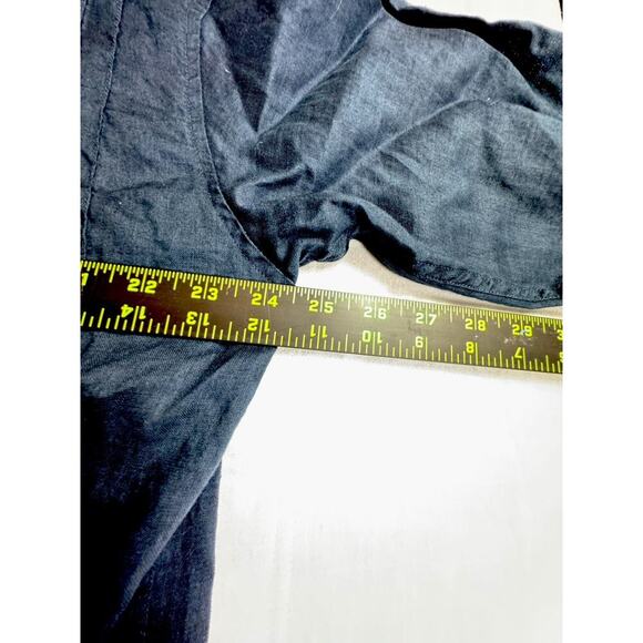 Godbody Linen Deep Navy XL Embossed Button Down Shirt - Picture 5 of 10